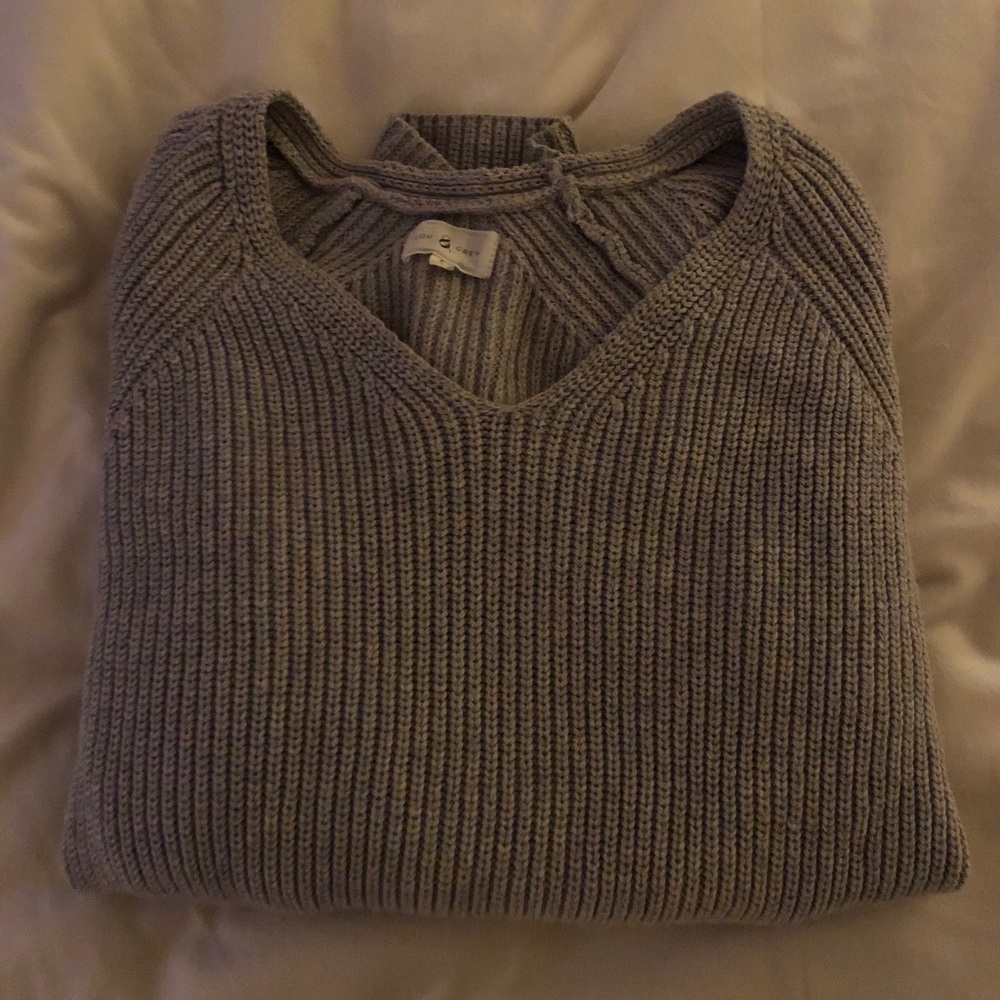 Grey box knit sweater